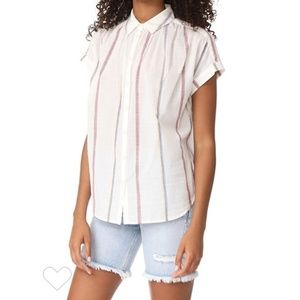 Madewell Central White Striped Button-Down Top